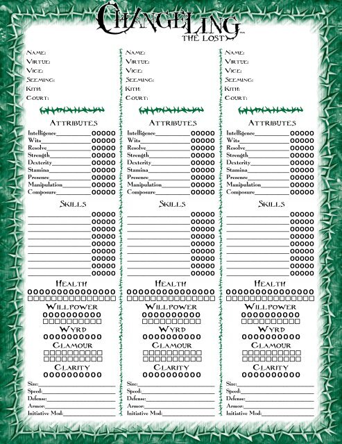 changeling the lost 2nd edition contract sheet