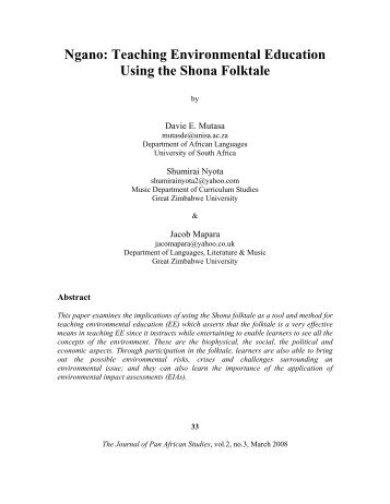 Ngano: Teaching Environmental Education Using the Shona Folktale