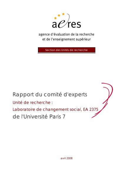 Laboratoire de changement social, EA 2375 - Aeres