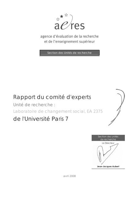 Laboratoire de changement social, EA 2375 - Aeres