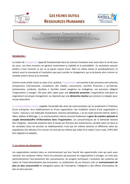 Changement et communication - association des diplomes iae ...