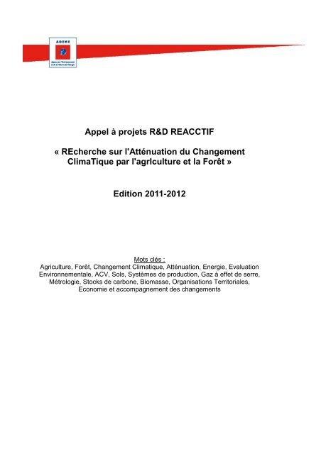 REcherche sur l'Atténuation du Changement ClimaTique ... - Ademe