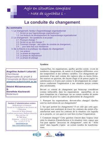 La conduite du changement - Esen