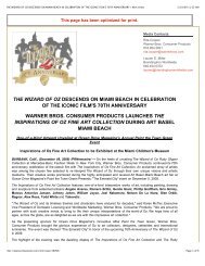 THE WIZARD OF OZ DESCENDS ON MIAMI BEACH ... - Romero Britto