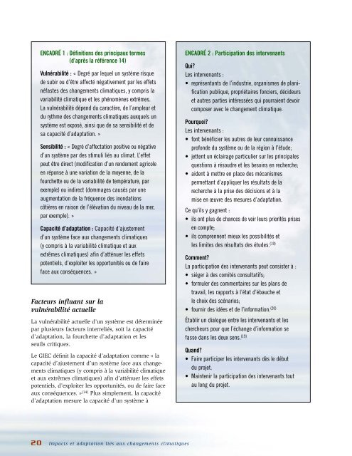 Impacts et adaptation liés aux changements climatiques : Impacts et ...