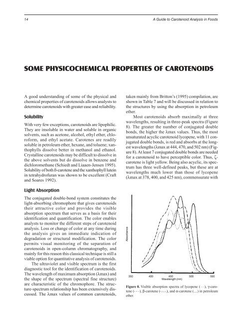 A GUIDE TO CAROTENOID ANALYSIS IN FOODS