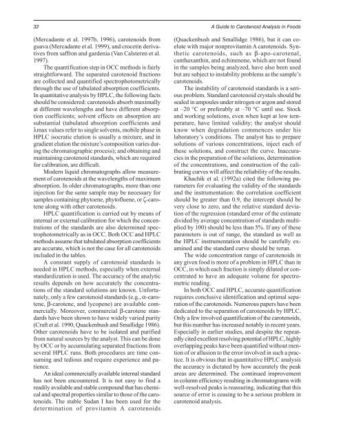 A GUIDE TO CAROTENOID ANALYSIS IN FOODS