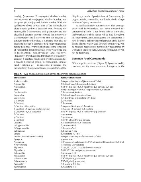 A GUIDE TO CAROTENOID ANALYSIS IN FOODS