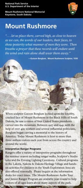 brochure - Mount Rushmore Bookstore