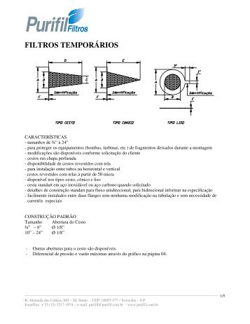 FILTROS TEMPORÁRIOS - Purifil Filtros e Tratamento de Água