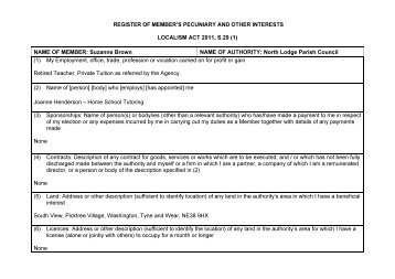 North Lodge Parish Council Registerable Interests PDF 179