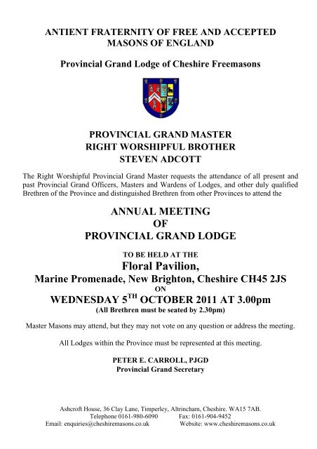 Pro Grand Master Plan  United Grand Lodge of England