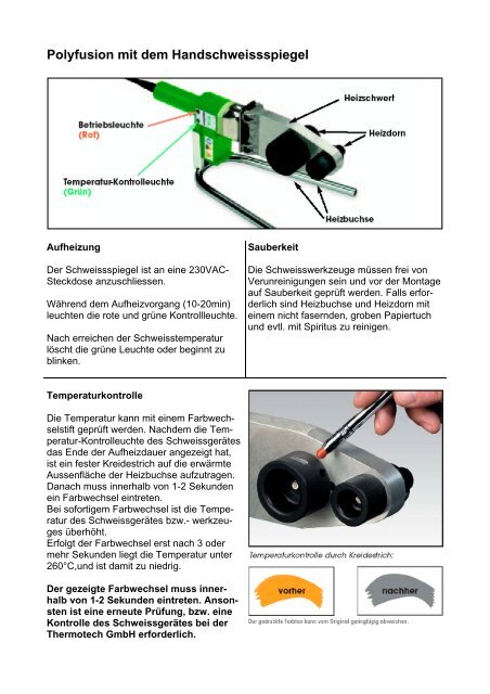 Polyfusion mit dem Handschweissspiegel - Thermotech