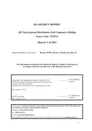 QUARTERLY REPORT Quarter 2 of 2012 - Холдинг МРСК