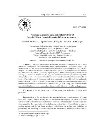 Chemical Composition And Antioxidant Activity Of ... - cms.daegu.ac.kr