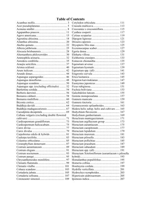 Table of Contents - Biosecurity New Zealand