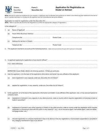 Form 3 - Ontario Securities Commission