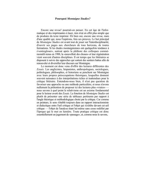 téléchargement gratuit (pdf) - Montaigne Studies - University of ...
