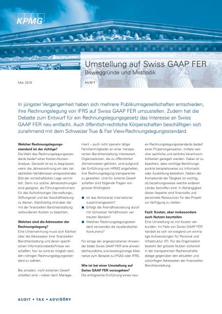 Umstellung auf Swiss GAAP FER - the THR Rüegg & Partner AG ...