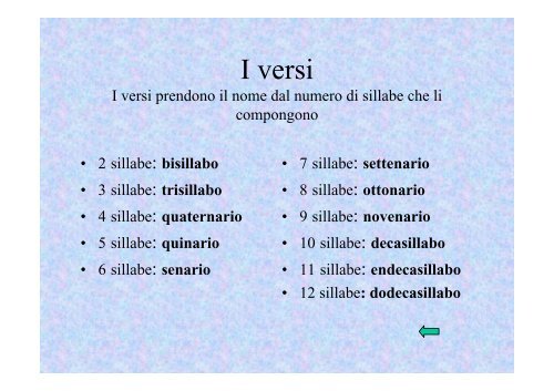 Versi E Strofe Di Una Poesia I versi I versi prendono