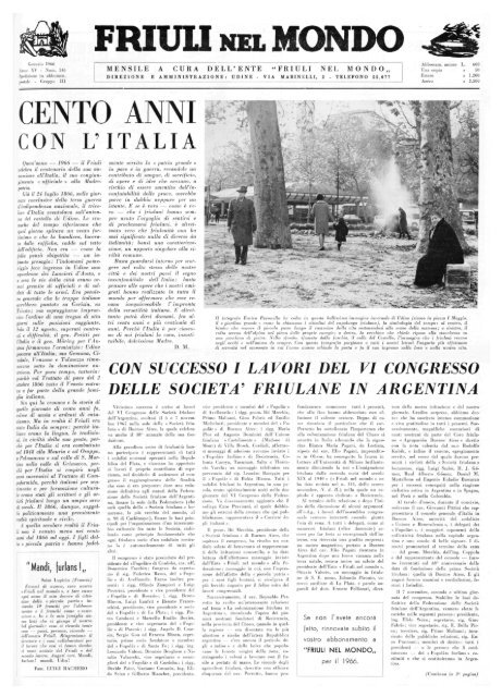 FRIUU NEL MONDO CENTO ANNI ^ - Ente Friuli nel Mondo