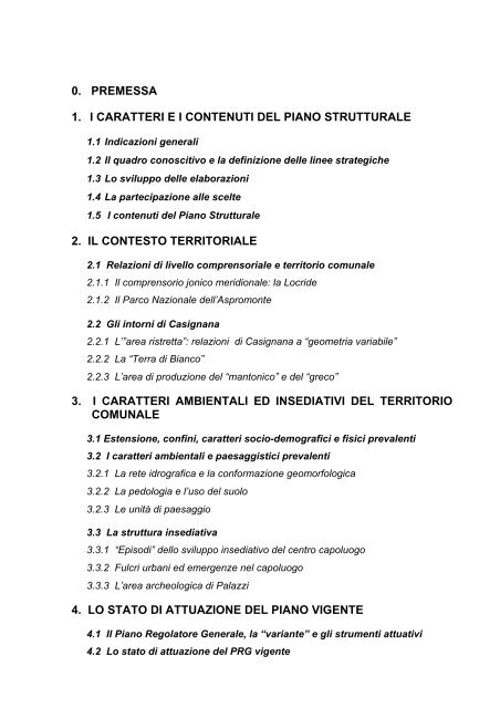 RELAZIONE PRELIMINARE - Comune di Casignana