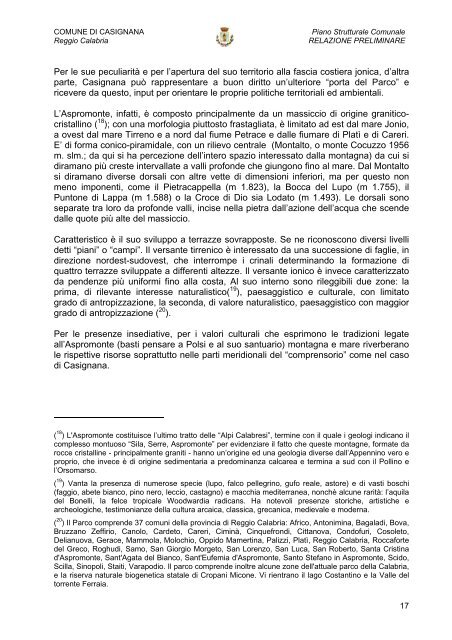 RELAZIONE PRELIMINARE - Comune di Casignana