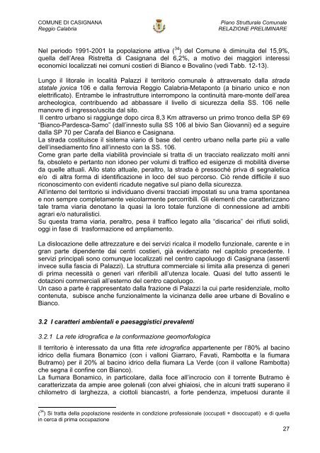 RELAZIONE PRELIMINARE - Comune di Casignana