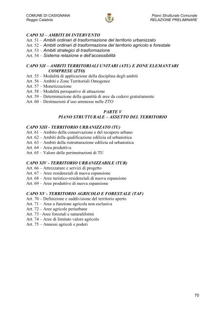 RELAZIONE PRELIMINARE - Comune di Casignana