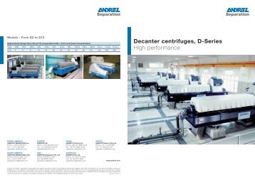 Decanter centrifuges, D-Series High performance - Andritz