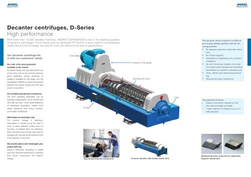 Decanter centrifuges, D-Series High performance - Andritz