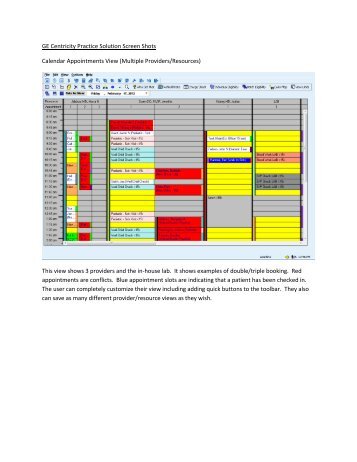 GE Centricity Practice Solution Screen Shots Calendar ...