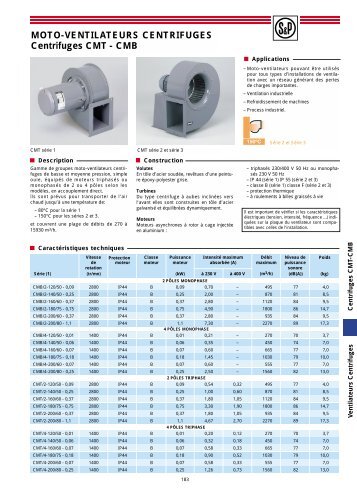 MOTO-VENTILATEURS CENTRIFUGES Centrifuges CMT ... - Proclim