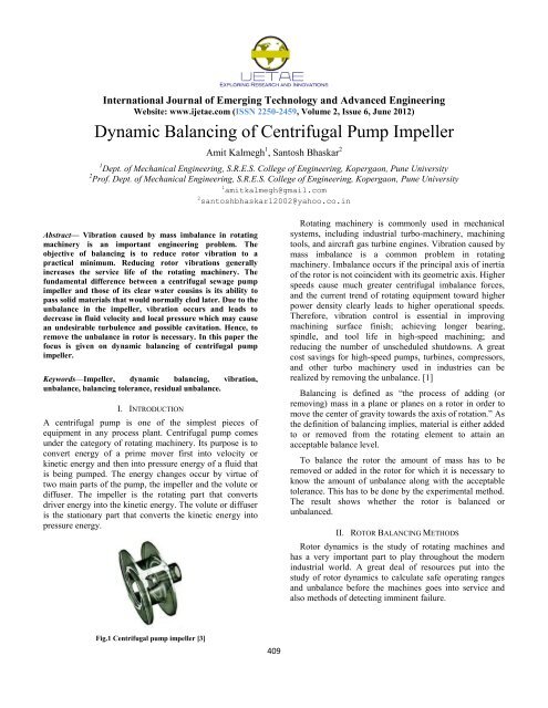 Dynamic Balancing of Centrifugal Pump Impeller - International ...