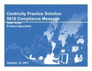 Centricity Practice Solution 5010 Compliance Message