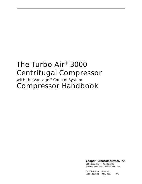 The Turbo Air® 3000 Centrifugal Compressor Compressor Handbook