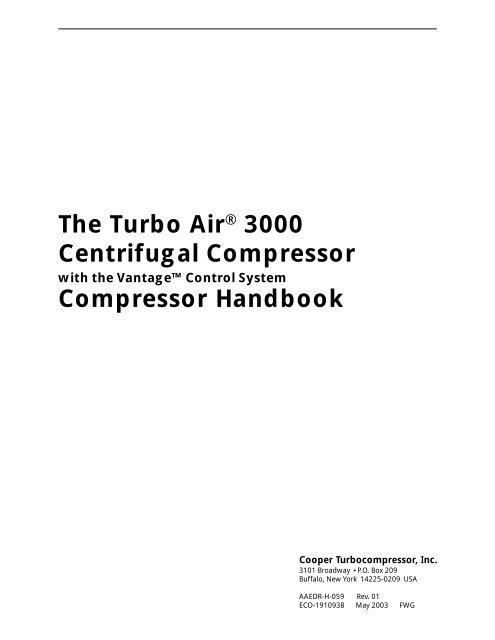 The Turbo Air® 3000 Centrifugal Compressor Compressor Handbook