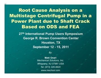 Root Cause Analysis on a Multistage Centrifugal Pump ... - TurboLab