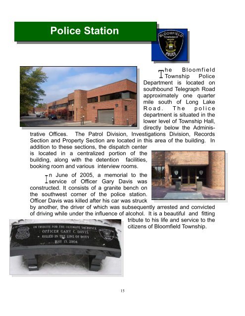 2011 Police Department Annual Report - Bloomfield Township