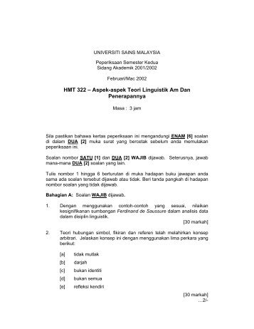 HMT 322 – Aspek-aspek Teori Linguistik Am Dan ... - ePrints@USM