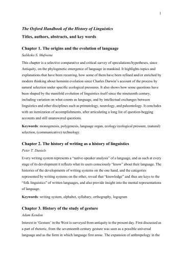 The Oxford Handbook of the History of Linguistics ... - User Web Pages