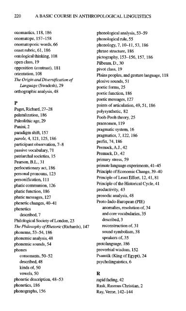 A Basic Course in Anthropological Linguistics (Studies in Linguistic ...