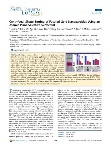 Centrifugal Shape Sorting of Faceted Gold Nanoparticles Using an ...