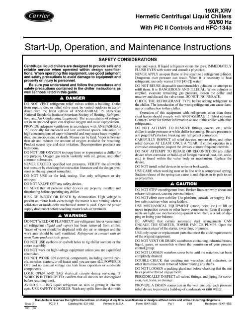 Start-Up, Operation, and Maintenance Instructions