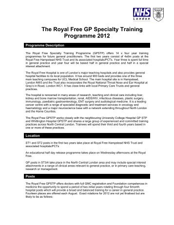 Bloomsbury/Royal Free GP Training Scheme - London Deanery