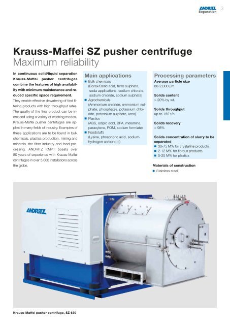 Krauss-Maffei SZ pusher centrifuge - Andritz