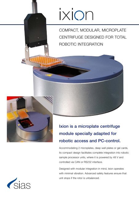 Ixion is a microplate centrifuge module specially adapted for ... - Sias