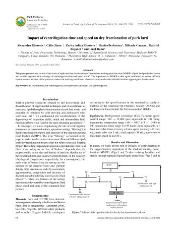 Impact of centrifugation time and speed on dry - World-food.net