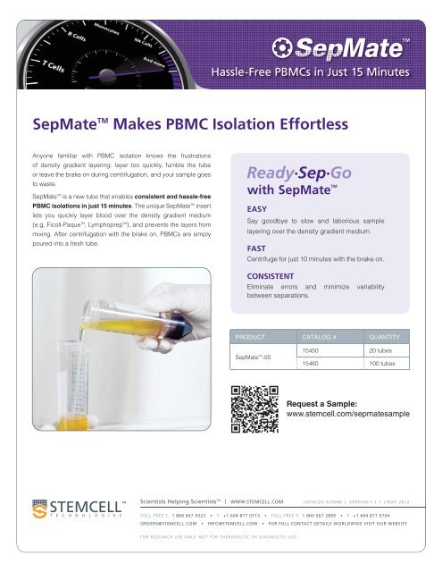 SepMate™ Hassle-Free PBMCs in Just 15 Minutes - Stemcell ...