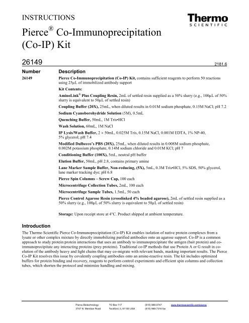 Pierce Co-Immunoprecipitation (Co-IP) Kit